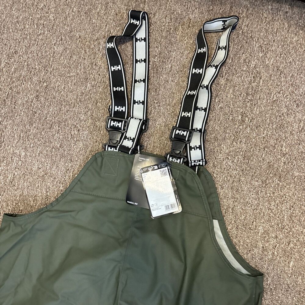 NWT New Helly-Hansen Mandal Rain Bibs Mens L Waterproof Fishing Workwear Green - Picture 6 of 14